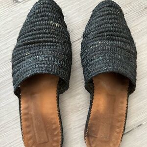 Black Woven Mules